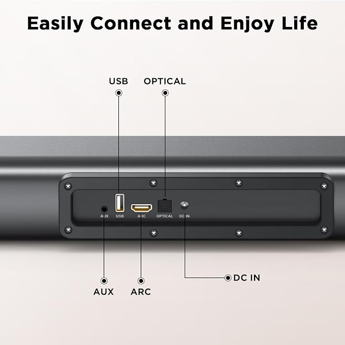 Hiwill 2.2ch Dolby Soundbar for Smart TV, 200W Peak Power, 6 Drivers - 2 SUBWOOFER/ 2 Tweeter Build-in, Deep Bass/Clear Voice, 3D Surround Speakers w/HDMI ARC/Opt/BT 5.3, TV/PC Sound Bar-35.4" Long