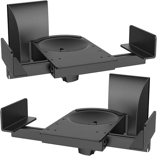WALI Speaker Wall Mounts, Dual Side Clamping Bookshelf Mounting Bracket for Large Surrounding Sound Speakers, Hold up to 66 lbs. (SWM201XL), 1 Pair, Black