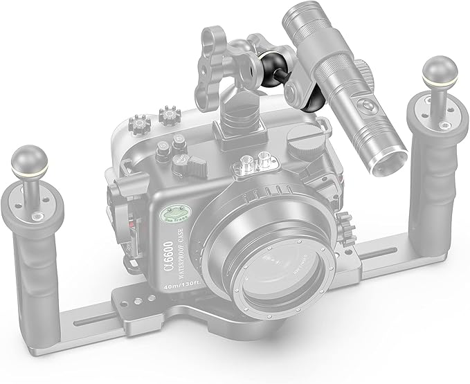 Seafrogs 1" Ball to YS Head Clip Arm, 2.75"/7cm Aluminum Alloy Adapter Arm for Underwater Photography Lighting System, Connector for Diving Strobe/Video Light(AM-3)