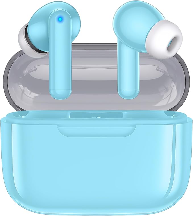 kurdene Wireless Earbuds, Bluetooth 5.3 in Ear Buds Light Weight Headphones with Deep Bass Sound,48 Hours Playtime Headset,Clear Calls Earphones with Mics for Sports Workout Blue