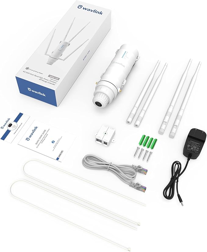 WAVLINK AC1200 Outdoor WiFi Extender Wireless Access Point, IP65 Weatherproof High Power Long Range Signal Booster with PoE, Gigabit Port, Router/AP/Repeater Mode for Home Camping/Farm/Yard etc