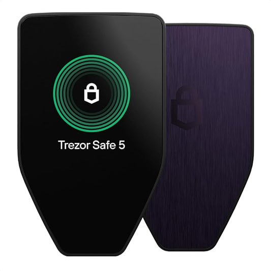 Trezor Safe 5 - Crypto Hardware Wallet with Secure Element & Passphrase, Color Touchscreen and Haptic Feedback, Protect your Bitcoin and Digital Assets (Violet Ore)