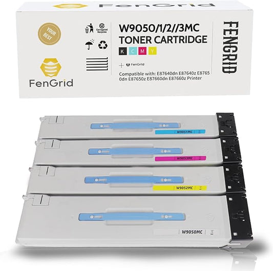Remanufactured HP W9050MC Toner Cartridge, 4-Color Set, W9050MC W9051MC W9052MC W9053MC, Works with Printer Models Hp MP Color Managed MFP E87640 E87650 E87660