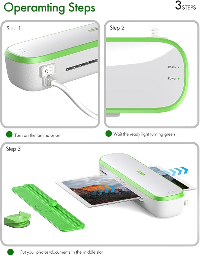 Laminator Machine, 9inch Silent Thermal Laminator with Complete Set for Home Office School