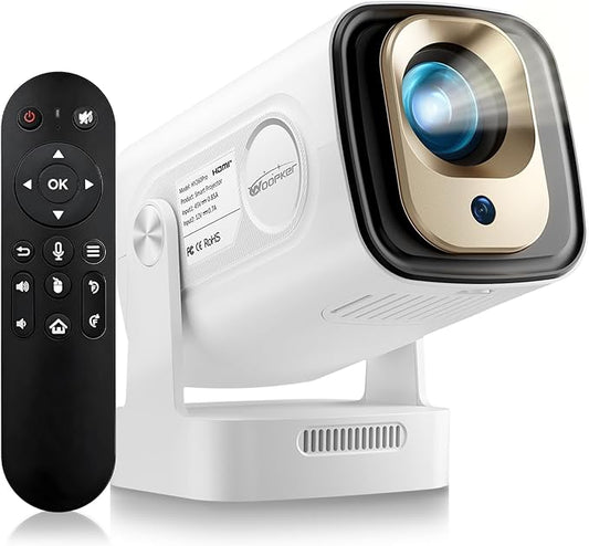 Auto Focus Portable Projector, MINI Projector with Wifi and Bluetooth Native 1080P Support for 4K Resolution with BT5.4 WIFI6 300 ANSI Android 11,Auto Keystone Correction,Video Projector