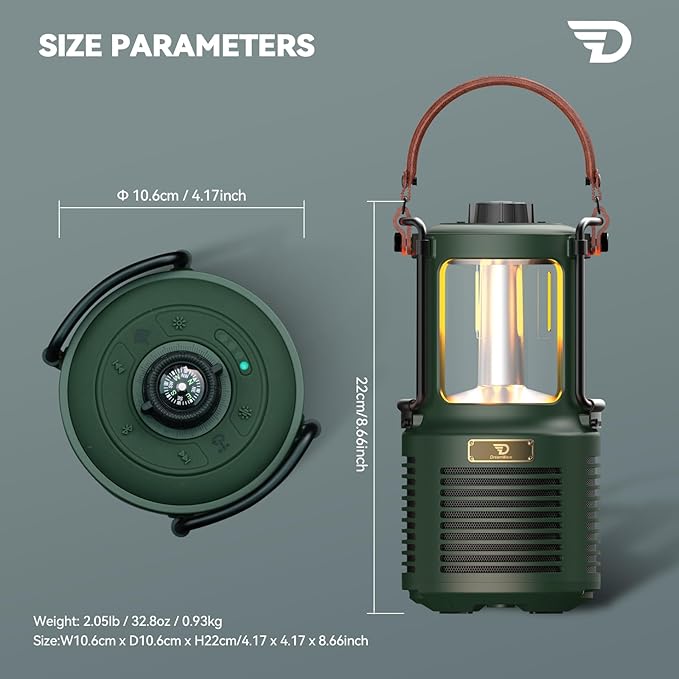 Dreamwave Outdoor Bluetooth Speakers, Portable Waterproof Speaker with LED Lights, IPX5 Waterproof, TWS Paring, Wireless Speaker Gifts for Men Women Party Camping Outdoor Beach Pool (Green)