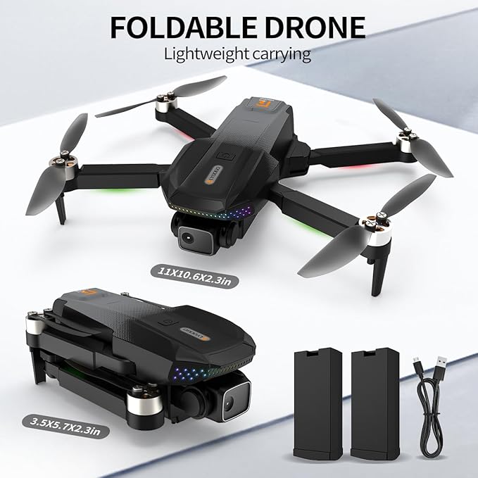 Drone with 1080P HD Camera, Brushless Motor FPV Foldable Quadcopter for Adults and Beginners, Up to 50 Mins Flight Time with 2 Batteries, 360° Flip, One Key Start, Altitude Hold, Carrying Case