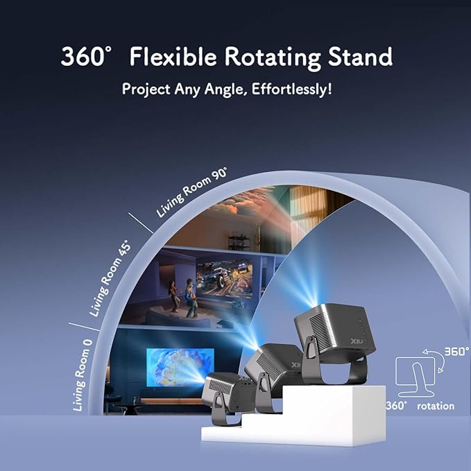 [Built-in Apps/Electric Focus/300 ANSI] K6 Mini Portable Projector, Wifi 6, Bluetooth, Smart Movie Projector for Bedroom, Support 4K, Auto Keystone, Compatible with TV Stick/Smartphone/Laptop