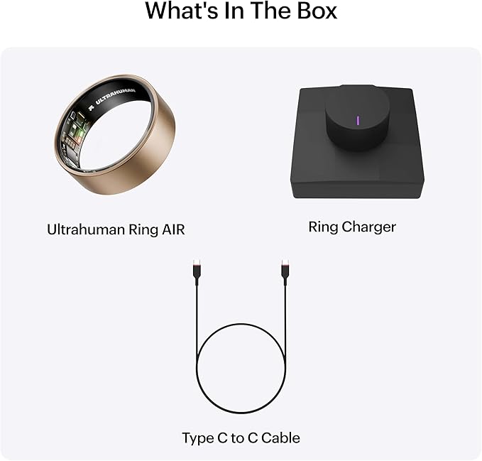 ULTRAHUMAN Ring AIR – Sleep and Fitness Tracker, Smart Ring for Men and Women, No app fee for Standard Features, Up to 6 Days Battery Life (Size 12)