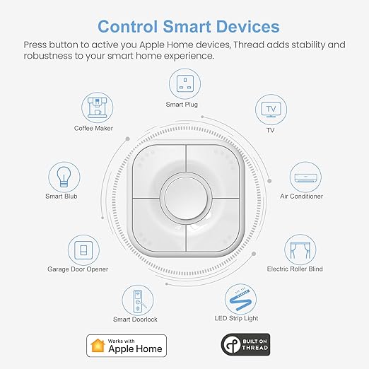 Smart Button, 5-Keys Smart Switch, Scene Controller, Compatible with Apple HomeKit, Automatically Trigger Accessories & Scenes-Thread (iOS 17.4 or Later is Required)