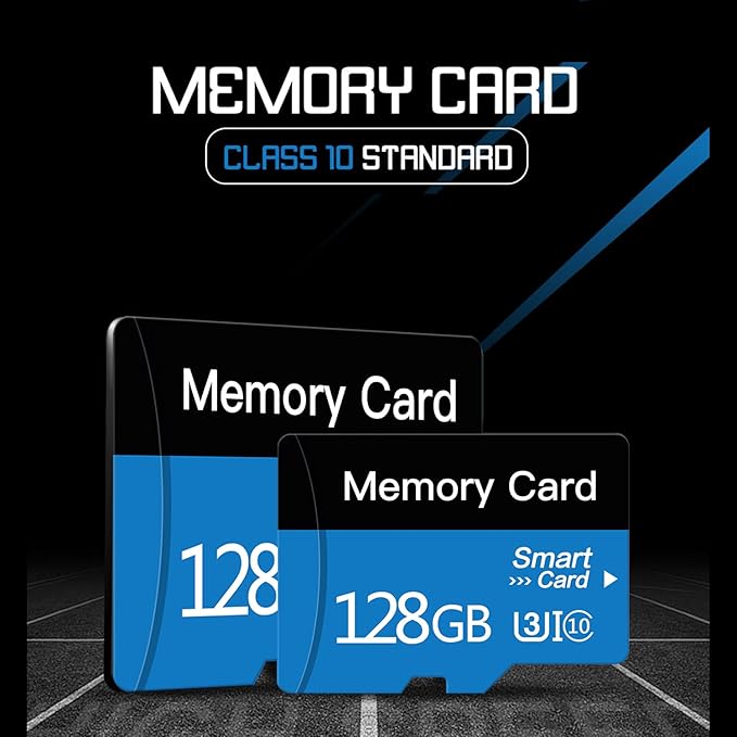 128 GB Micro Memory Card with Adapter, TF Card Class 10, high Speed sd Card for Camera/Smartphone/Tablet/Drone (Blue 128GB)