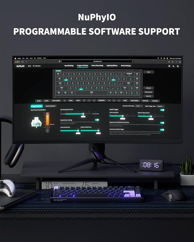 NuPhyX BH65 All-Aluminum Magnetic Switch Hot Swappable Gaming Keyboard,65% 68keys Adjustable Actuation Rapid Trigger Wired Custom Hall Effect Keyboard,PBT keycaps,8K Hz Polling Rate