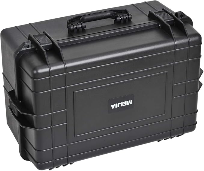 MEIJIA All Weather Waterproof Hard Camera Case,Hard Case with Customizable Fit Foam,Fit Use of Drones,Camera,Equipments,Pistols,Elegant Black (Black, 24.01"x16.92"X12.2")