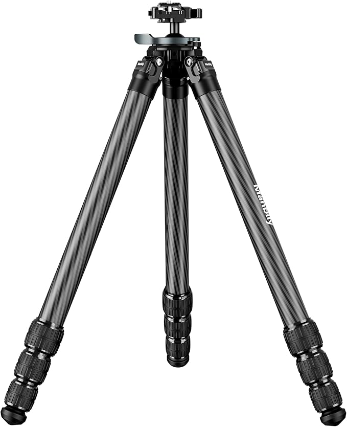 Manbily Shooting Tripod, Carbon Fiber Hunting Tripod with 36mm Legs and 45mm Ball Head, Picatinny to Arca Swiss Adapters, Max Load 44lbs (QM-364PA-Black)
