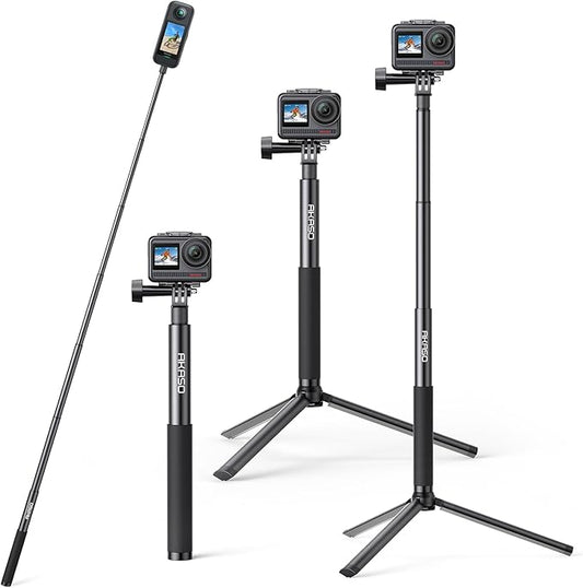 AKASO 120cm Extendable Selfie Stick and a Tripod Stand Action Camera Accessories for GoPro Hero 13/12/11/10/9/8/7/Max/DJI Osmo Action/AKASO 360 Camera/EK7000/Brave 4/Brave 7 LE/Brave 7/V50X