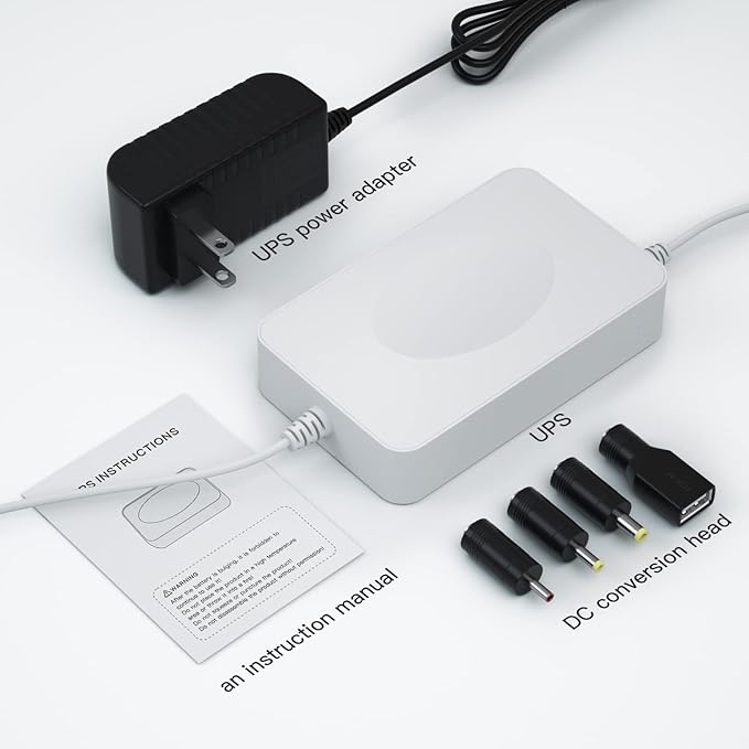 UPS Battery Backup 15000mAh, Home DC 12V/2A Router Uninterruptible Power Supply for LED Light Strip, CCTV Camera, Router and More, UPS Battery Backup & Surge Protector with Multiple DC interfaces