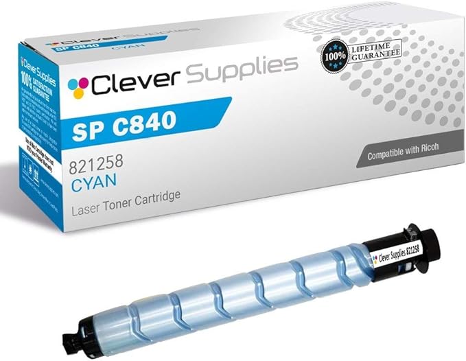 CS Replacement Toner Cartridge Compatible with Ricoh SP C840 821258 Cyan Aficio SP C840 C842 Toner Cartridge Cyan