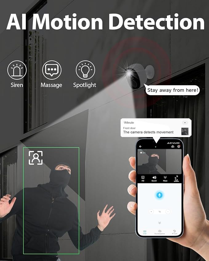 ELECCTV 4Pack Solar Security Cameras Wireless Outdoor, Outdoor Cameras for Home Security, Home Camera with Motion Detection Alarm Floodlight Color Night Vision 2-Way Audio Waterproof,IP65 SD/Cloud