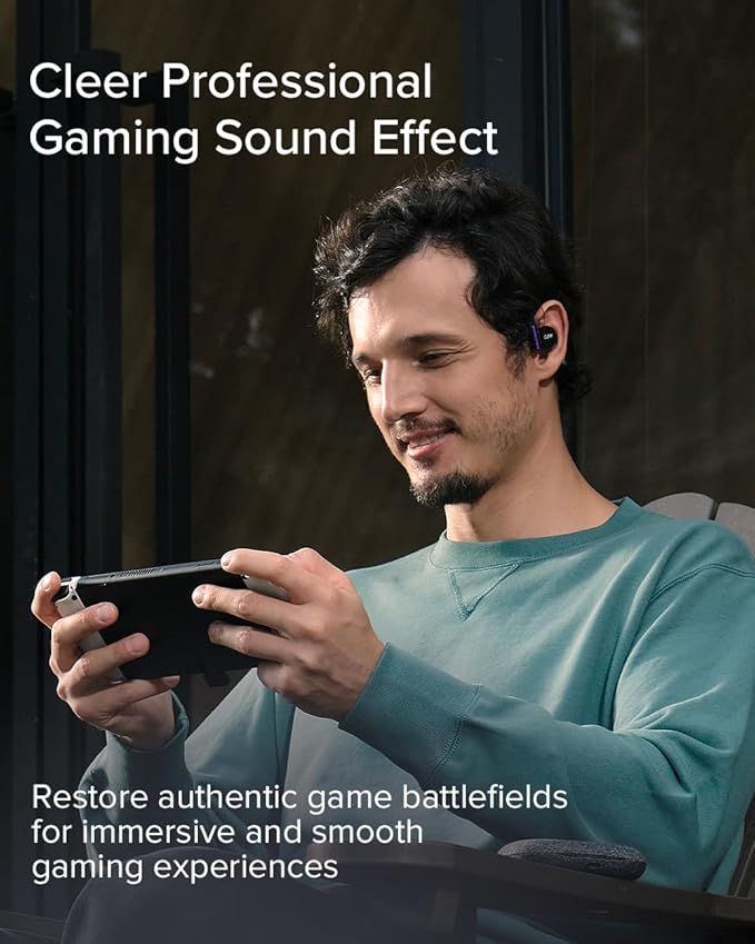 Cleer ARC II Gaming Earbuds - True Wireless Open Ear Headphones, Ultra-Low Latency, Snapdragon Sound, Bluetooth 5.3, USB-C Dongle, 35Hr Battery, Compatible with PS4, PS5, PC, Switch,White