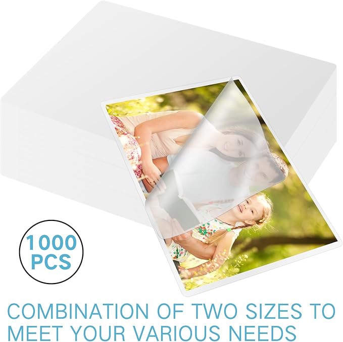 Jetec 1000 Pcs Laminating Sheets Bulk 8.6 x 12 Inch Clear Lamination Sheets 4 Mil Lamination Pouches Thermal Lamination Paper Hold Sheet Clear Letter Size Sheets Home Office Supplies