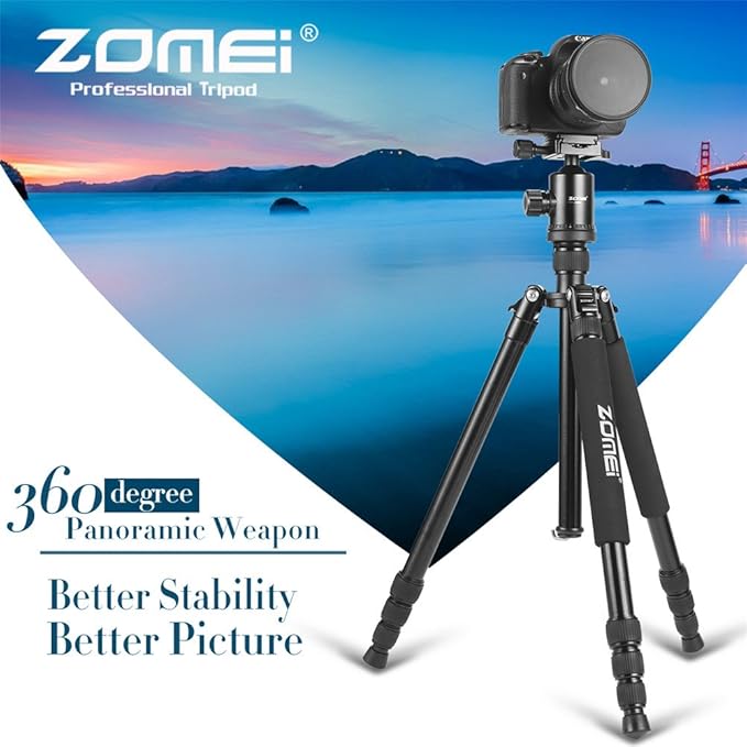 ZOMEI Tripod,Camera Tripod,Lightweight Camera Travel Z818 Tripod Aluminium Alloy Monopod with 360 Panorama Ball Head Quick Release Plate Ball for DSLR Canon Sony Nikon Cameras(Black)