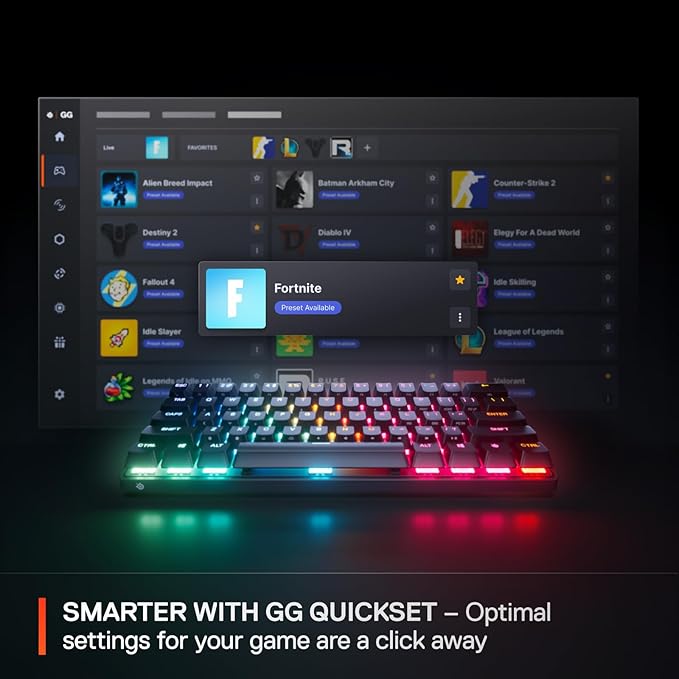 SteelSeries Apex Pro Mini Gen 3 OmniPoint 3.0 HyperMagnetic Switches — Adjustable Actuation — Rapid Trigger — Game-Ready Presets — Protection Mode — Rapid Tap/SOCD — RGB — PBT Keycaps — USB-C