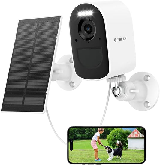 2K/4MP Wireless Solar Security Camera Outdoor, Battery Powered with Solar Panel, 5GHz & 2.4GHz WiFi, Color Night Vision, PIR Motion Alerts, APP Remote View, Use Solo or Add to 4CH Kit