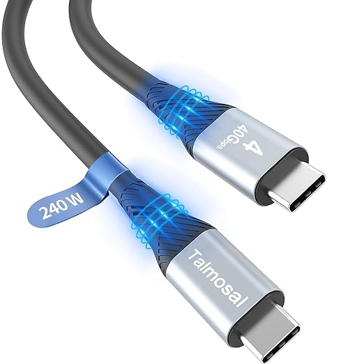 240W for Thunderbolt 4 Cable 10 ft, Support 8K@60Hz, 4K@144Hz 40Gbps/240W PD Charging for iPhone 17, USB4, Mac mini M4 / M4 Pro, MacBook Pro, Docking, eGPU, SSD, Surface Pro