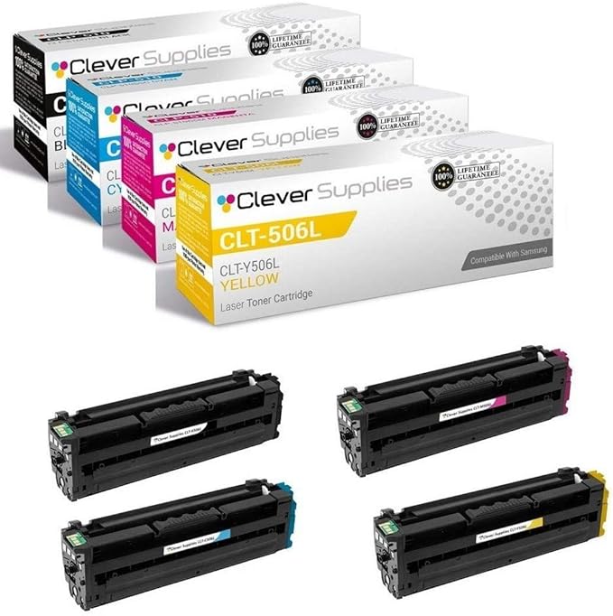 CS Replacement Toner Cartridge Compatible with Samsung CLX-6260FW CLT-K506L Black CLT-C506L Cyan CLT-M506L Magenta CLT-Y506L Yellow 4 Color Set