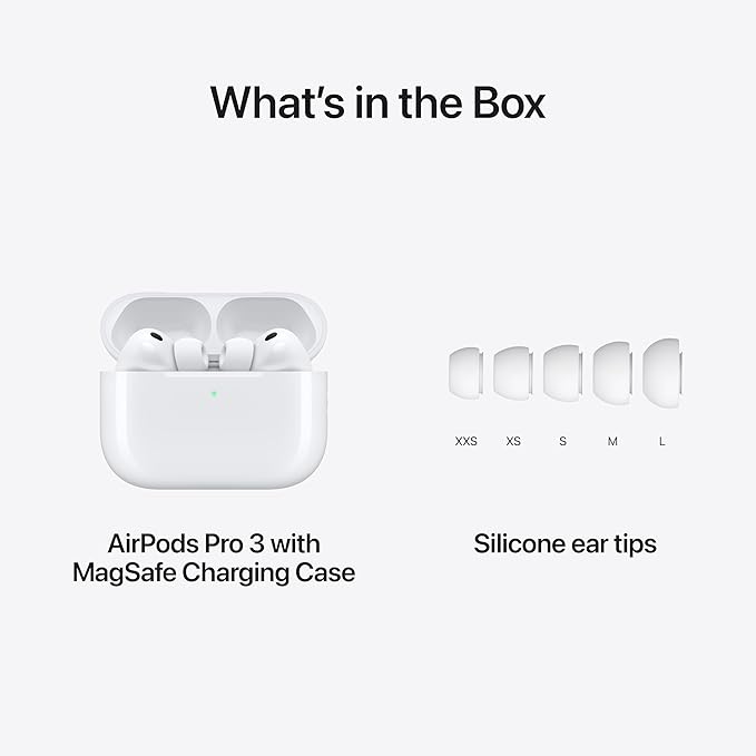 Apple AirPods Pro 3 Wireless Earbuds, Active Noise Cancellation, Live Translation, Heart Rate Sensing, Hearing Aid Feature, Bluetooth Headphones, Spatial Audio, High-Fidelity Sound, USB-C Charging