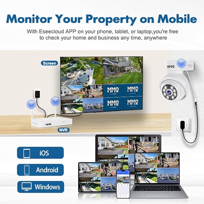 【Wireless Pro, 3K &10CH】5MP Outdoor Security Camera System Wireless, 4pcs WiFi Cameras Home Security System Video Surveillance with 1TB HDD, 7/24 Record,100FT Color Night Vision,Auto Track,2 way Talk