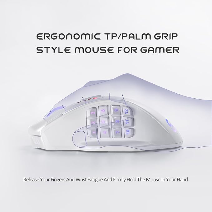 UtechSmart Venus Pro Wireless MMO Gaming Mouse, 16,000 DPI Optical Sensor, 2.4 GHz Transmission Technology, Ergonomic Design, 16M Chroma RGB Lighting, 16 Programmable Buttons, Up to 70H