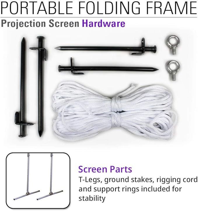 Akia Screens 120 inch Portable Outdoor Projector Screen with Stand and Bag 16:9 8K 4K Ultra HD 3D Adjustable Height Foldable Projection Screen Silver for Movie Video Home Theater AK-OS120H1