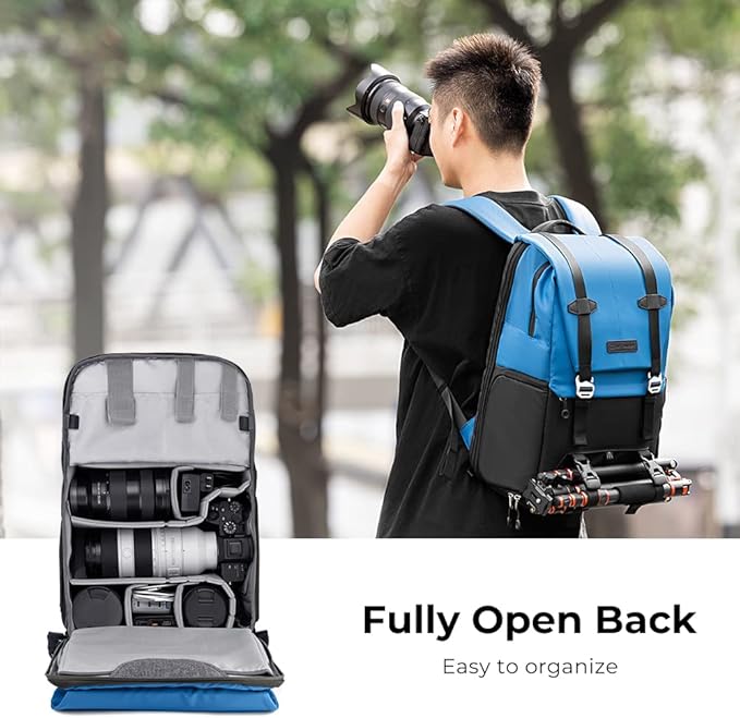 K&F Concept Camera Backpack, Camera Bags for Photographers Large Capacity Camera Case with Raincover,15-15.6 Inch Laptop Compartment Compatible for Canon/Nikon/Sony/DJI Mavic Drone(Backpack 20L)