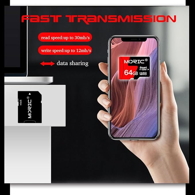 2 Pack 64GB Micro SD Card with SD Adapter High Speed Memory Card,C10 A1 Memory TF Card for Camera/Dash Cam/Smartphone/Tablet/Drone