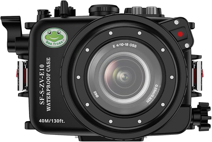 Sea frogs Camera Housing Compatible with Sony ZV-E10 with FE 90mm F2.8 G OSS Lens,Waterproof IPX8 Rated, 40m/130ft Depth Protection Underwater Camera Case, Ideal for Diving, Surfing, Rowing