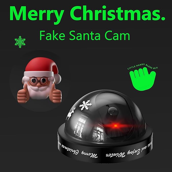 WALI Santa Cam, Santa Camera Ornament with Realistic Red Flashing Light, Fake Dummy Security Cameras Motivate Kids and Prevent Grinch Mischief, Perfect Christmas Decor Indoor & Outdoor-2 Packs