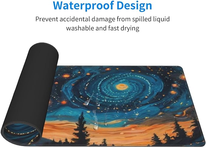 Gaming Mouse Pad, Large Non-Slip Rubber Base Mousepad, Keyboard Mouse Mat, Desk Pad with Stitched Edges, 31.5x11.8inch, Abstact Sky