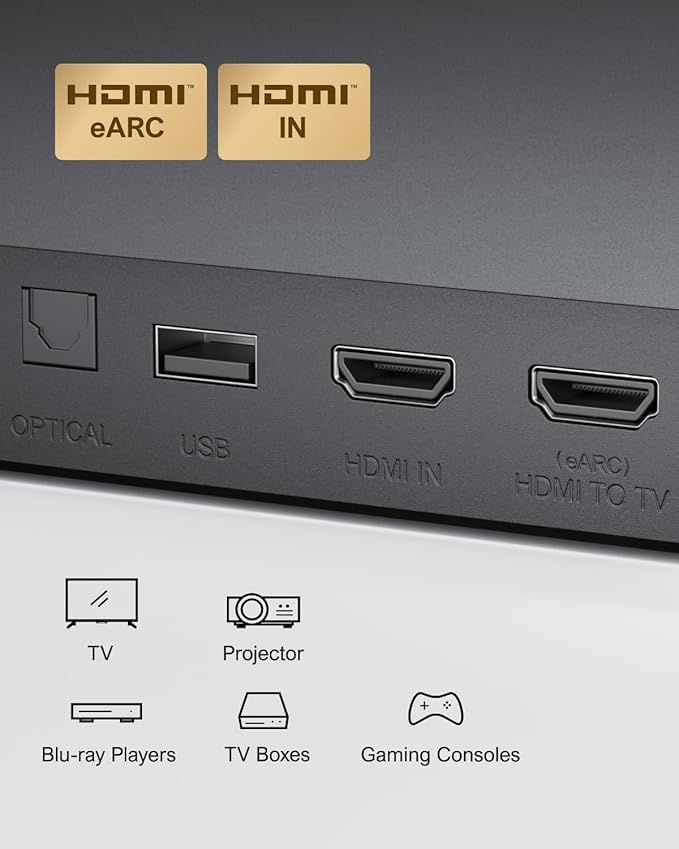 ULTIMEA 7.1CH Surround Sound System for TV, Soundbar with Dolby Atmos, 6.5" Wireless Subwoofer, APP Control, 4 Wired Surround Speakers, Peak Power 460W Soundbar for TV, Poseidon D80 (New 2025 Model)