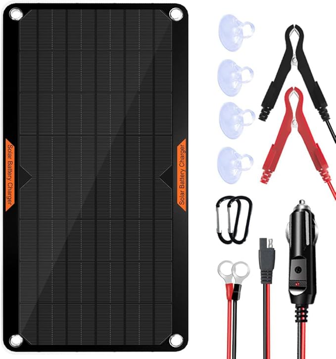 OYMSAE12V Solar Battery Charger ，10W Waterproof Solar Battery Maintainer,Portable Solar Panel Charger with Upgraded MPPT Controller for Car, Motorcycle, Boat, Marine, RV, Trailer, Tractor,Truck, etc