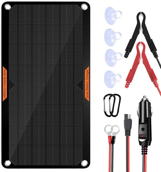 OYMSAE12V Solar Battery Charger ，10W Waterproof Solar Battery Maintainer,Portable Solar Panel Charger with Upgraded MPPT Controller for Car, Motorcycle, Boat, Marine, RV, Trailer, Tractor,Truck, etc