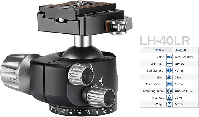 Leofoto Professional Camera Tripod, 62" Compact Carbon Fiber Tripod for DSLR Video Camcorder, 4 Leg Sections, 360° Ball Head, Max Load 25KG/55Lb (LS-364CX+LH-40LR)