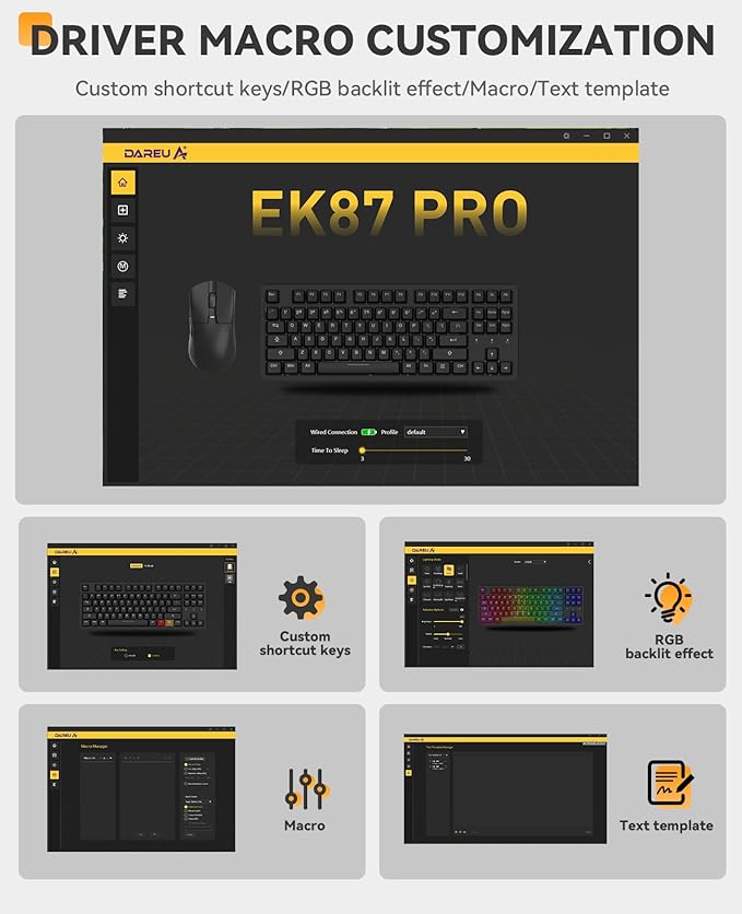 DAREU EK87PRO 80% Wireless Mechanical Gaming Keyboard,TKL Tri-Mode RGB Keyboard with Hot-Swappable,PBT Keycaps,Gasket Mount,6-Layer Padding for Win/Mac