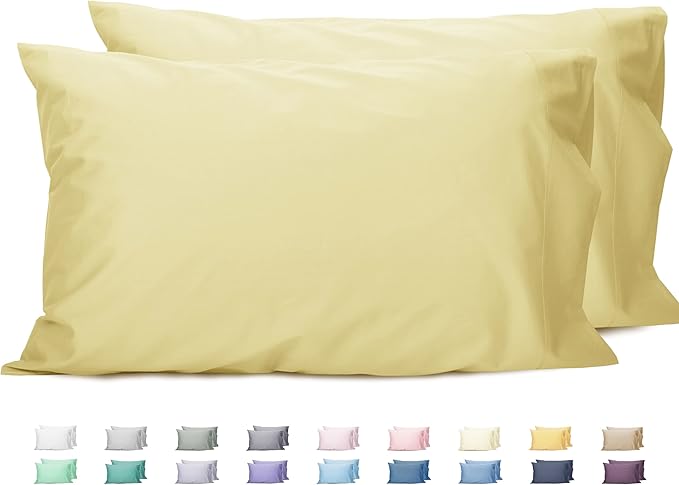 Sunflower Queen Pillowcases Set of 2, 100% Cotton Queen Size Pillow Cases 2, 20×30 inches Honeyed Straw, Soft and Breathable