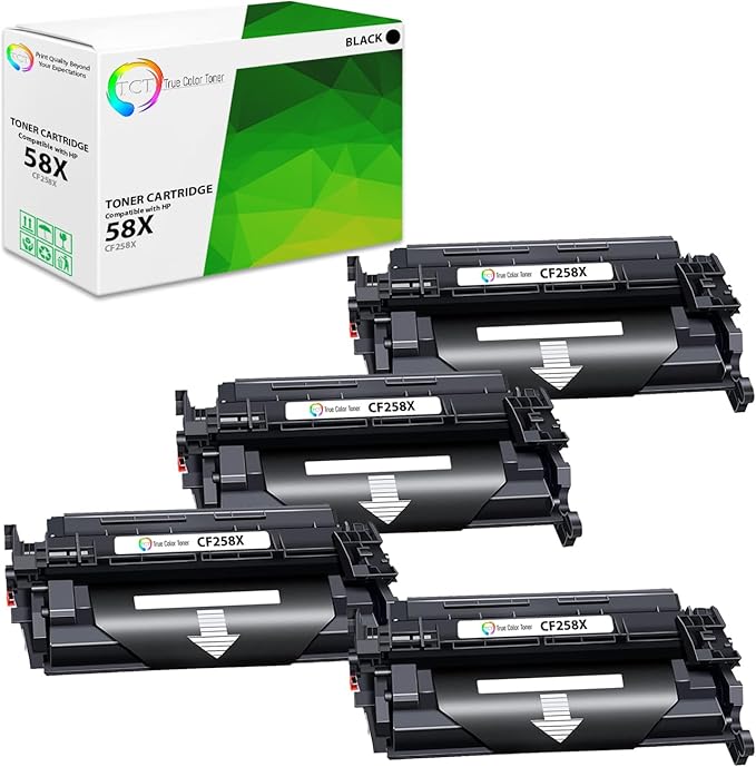 TCT 58X Toner Cartridge 4 Pack - Compatible Replacement for HP 58X CF258X Black High Yield Works with HP Laserjet Pro M404 M428 Printers (10,000 Pages)