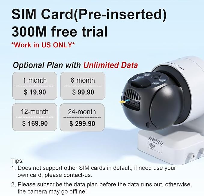 4G LTE Cellular Security Camera No Internet Needed, No WIFI Security Cameras Wireless Outdoor, Solar Camera With SIM Card, PIR Sensor, 360 PTZ, 2K HD Color Night Vision, 2-Way Talk, IP66 Waterproof