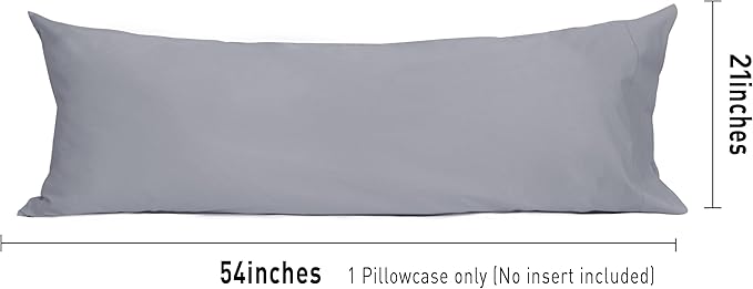 Sunflower Body Pillowcase 100% Cotton Long Pillow Cover/Case Envelope Closure 1 Pack, 21×54 inches Frost Gray, Soft and Breathable