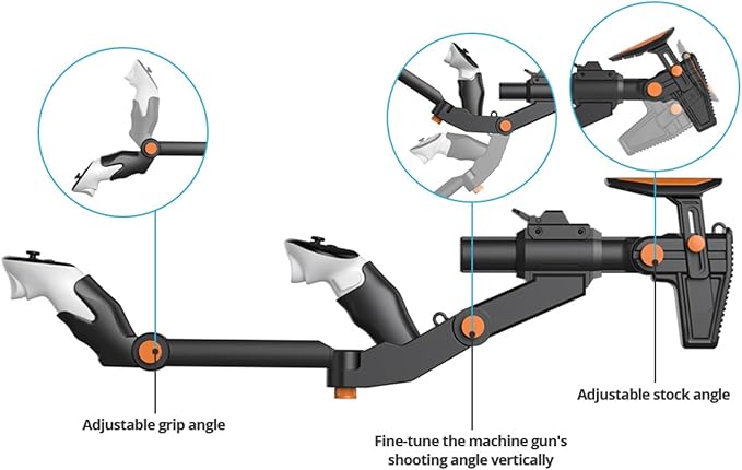 VR Gunstock for Meta Quest 3 Controller Accessories Gun Stock for Quest 3S /Quest 2 FPS Gaming Customized Shape Sizes (Black)