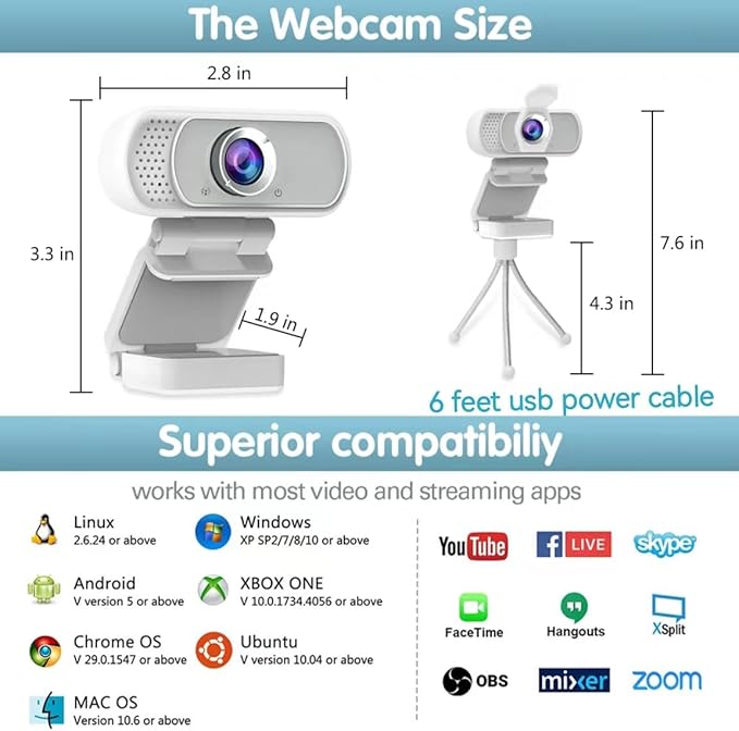 usb c webcam 1080P Webcam,Live Streaming Web Camera with Stereo Microphone, Desktop or Laptop USB Webcam 110 Degree View Angle, HD Web cam for Switch 2,Video Calling, Recording, Conferencing, Gaming