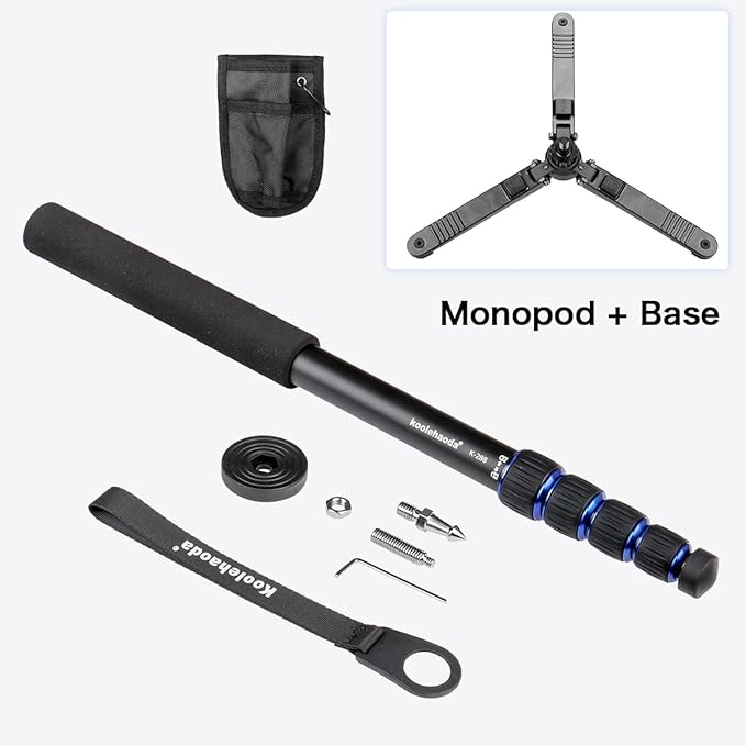 Koolehaoda Extendable Camera Monopod with Foldable Tripod Support Base, Aluminium Alloy, 20-66inch Adjustable Portable Travel Monopod for Nikon Sony DSLR, Maximum Load of 5 kg